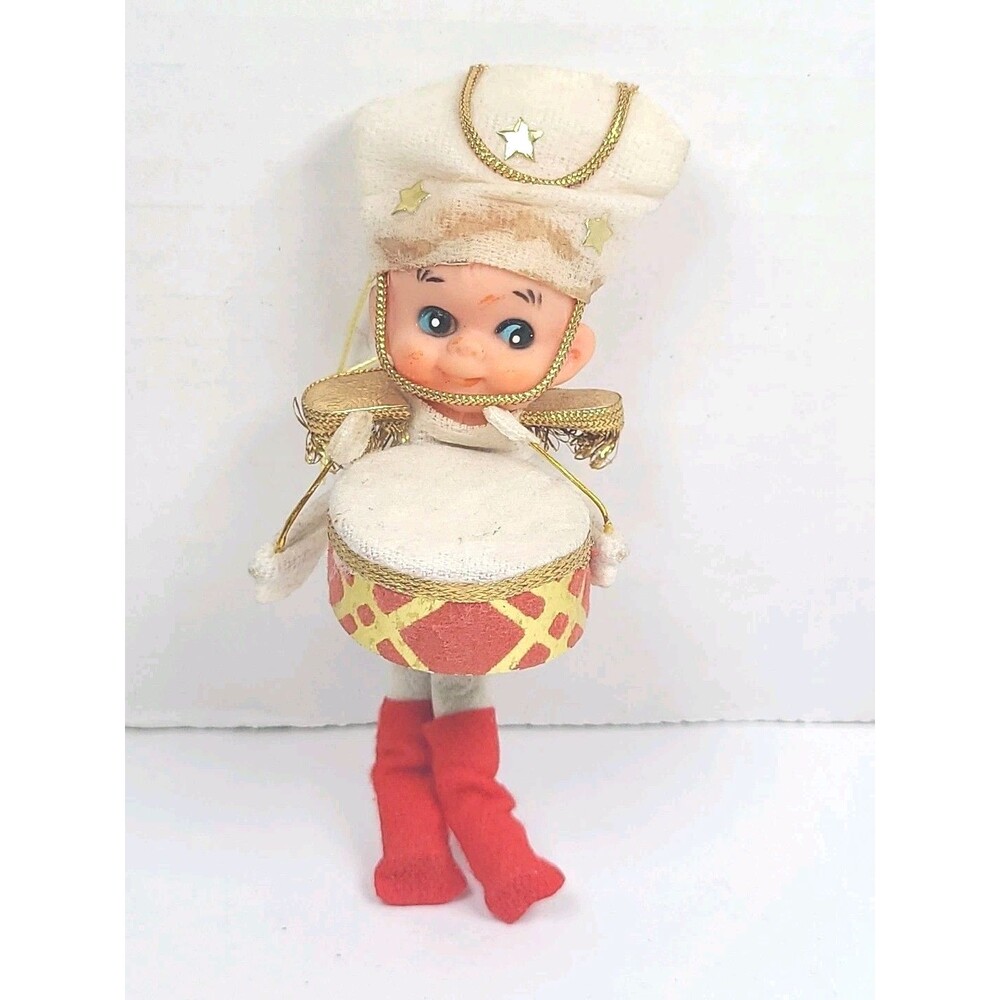 Vintage Drummer Boy Elf Christmas Ornament Made In Japan